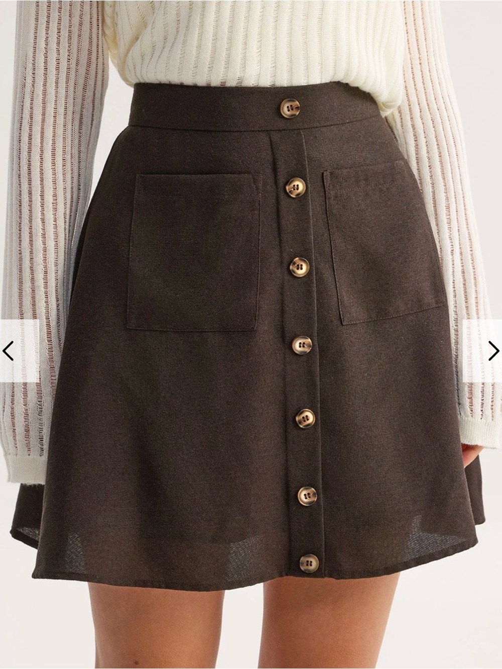 Rihoas Brown Pocket High Waisted Skirt